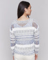 CHARLIE B C2804 STRIPE V-NECK SWEATER DENIM