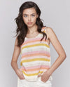 CHARLIE B C2810 STRIPE CROCHET SLEEVELESS SWEATER pink