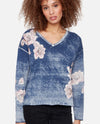 CHARLIE B C2907P DROP SHOULDER REVERSIBLE PRINTED SWEATER blue