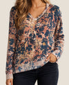 CHARLIE B C2907P DROP SHOULDER REVERSIBLE PRINTED SWEATER pink