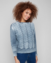 CHARLIE B C2920 CREW NECK STITCH SWEATER DENIM FRONT