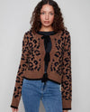 CHARLIE B C2933 ANIMAL PRINT CARDI WITH TIES