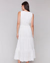CHARLIE B C3208 EYELET DRESS WITH WAISTBAND white