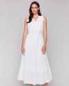 CHARLIE B C3208 EYELET DRESS WITH WAISTBAND white