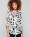 CHARLIE B C4308PR ANIMAL PRINT BLOUSE beige