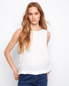 CHARLIE B C4425T BUTTON SIDE LINEN TANK WHITE