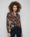 CHARLIE B C4551 BLACK PRINT BLOUSE