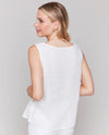 CHARLIE B C4592 TIE SIDE LINEN TANK WHITE