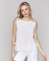CHARLIE B C4592 TIE SIDE LINEN TANK WHITE