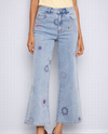 CHARLIE B C5779 WIDE LEG JEAN W/FLOWERS