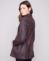 CHARLIE B C6270R/869A LONG FAUX SUEDE MOTO JACKET MOCHA SIDE