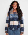 CHARLIE B C6334RR/707 PLAID BOUCLE KNIT SHORT COAT moonlight