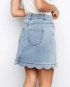 CHARLIE B C7079R SCALLOPED HEM DENIM SKORT LIGHT WASH BACK