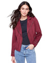 CHARLIE B FAUX SUEDE JACKET CABERNET