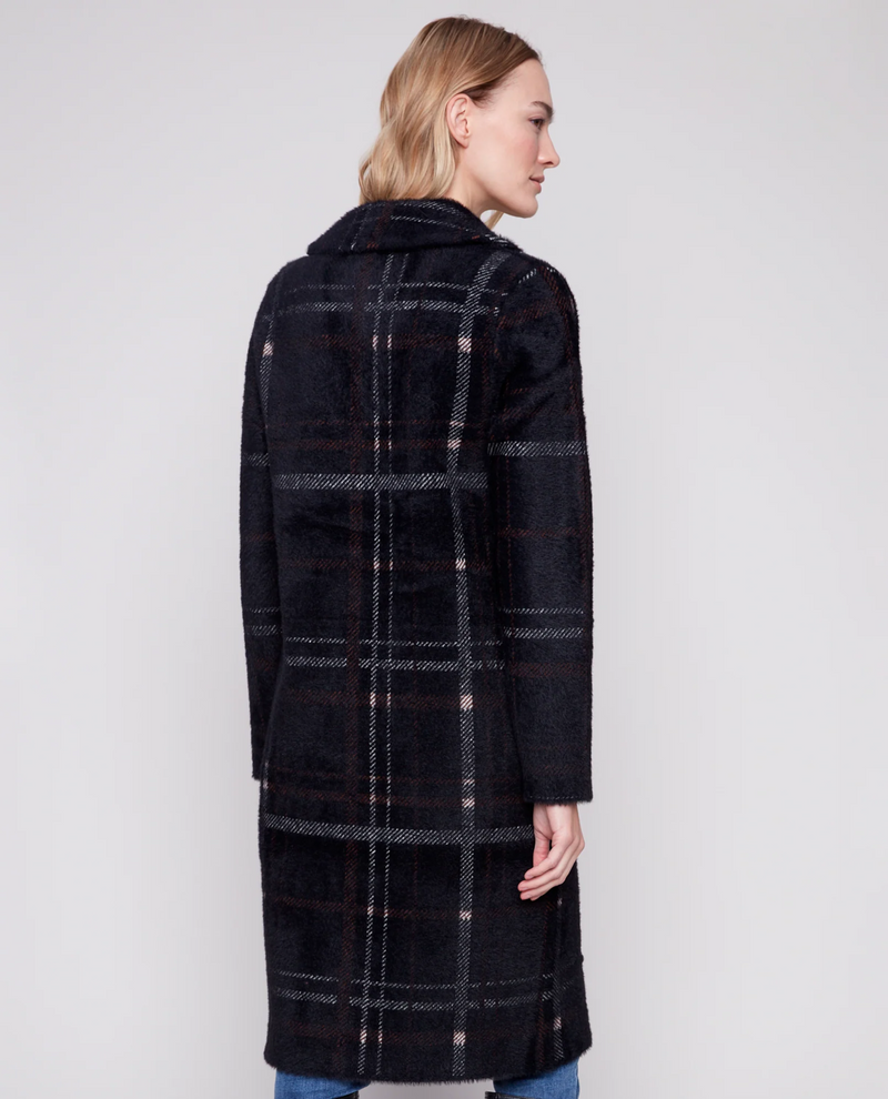 CHARLIE B KNIT COATIGAN  WITH PATCH POCKETS BACK MOCHA