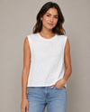 CHARLIE B V1390P LACE TRIM TANK TOP WHITE