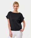 CHARLOTTE AVERY 14651 CUFF SLEEVE TOP BLACK