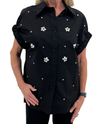 CHARLOTTE AVERY HY20252327  SS SHIRT WITH CRYSTALS BLACK
