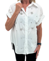 CHARLOTTE AVERY HY20252327  SS SHIRT WITH CRYSTALS WHITE