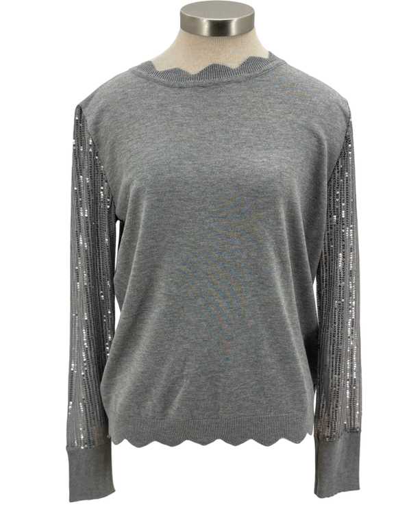 COCO BLEU TH-SE1001 SEQUIN SLEEVE SWEATER GREY