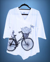 COTTON 138 3/4 SLEEVE BICYCLE TOP white