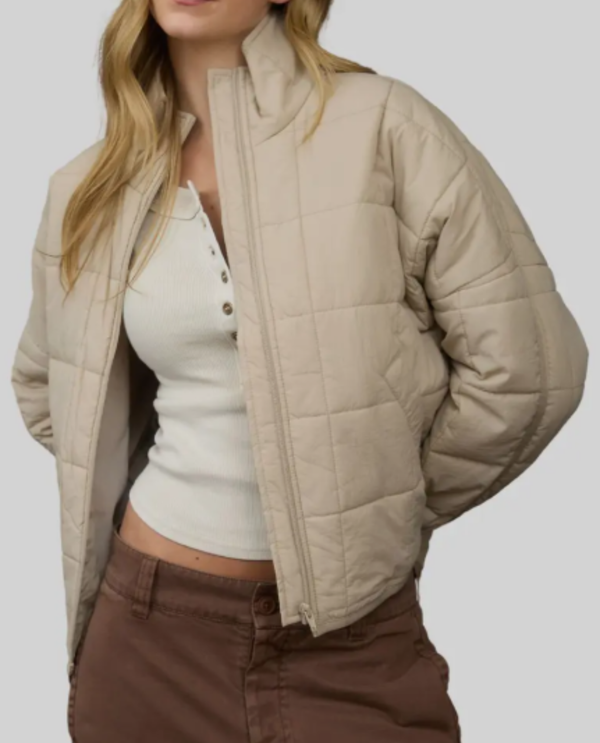 CR2720 SQUARE ZIP UP PUFF JACKET KHAKI
