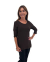CREATION 3/4 SLEEVE SOLID TOP BROWN