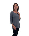 CREATION 3/4 SLEEVE SOLID TOP GREY