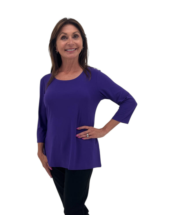 CREATION 3/4 SLEEVE SOLID TOP PLUM