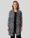 CREATION A303-1-K9 MID-LENGTH PRINT MESH CARDIGAN NAVY