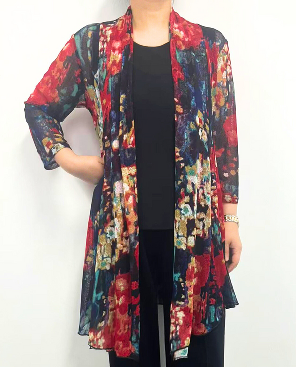 CREATION A303 H6 PRINT MESH CARDIGAN
