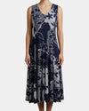 CREATION A367-806 PRINT SLVLSS V-NECK DRESS NAVY