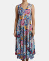 CREATION A367-808 PRINT SLVLSS V-NECK DRESS PINK