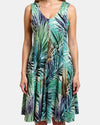 CREATION A367-810 PRINT SLVLSS V-NECK DRESS GREEN