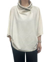 CREATION AM592 RIBBED COWL NECK ZIP TOP CREAM