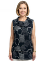 CREATION AM723 PRINT COWL SLVLSS TOP BLACK