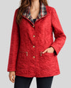 CREATION AM885 PRINT/SOLID REVERSE QUILTED JACKET RED