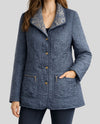 CREATION AM885 PRINT/SOLID REVERSE QUILTED JACKET navy