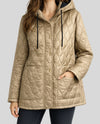 CREATION AM886 QUILTED REVERSE JACKET WITH HOOD taupe