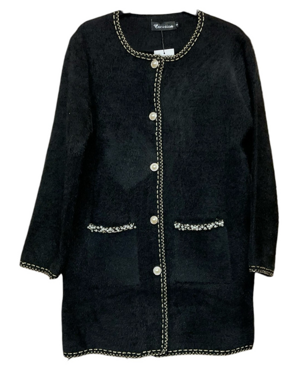 CREATION F722 CHANEL LONG CARDIGAN BLACK