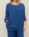 CREATION G617 SIDE BUCKLE GAUZE TOP DENIM