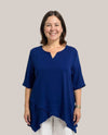 CREATION G619 GAUZE CROSSOVER TOP NAVY