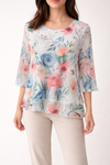CREATION T508 FLORAL NETTING 3/4 SLV TOP CORAL