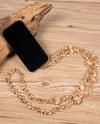 CRYSTAL MOTIF  BEAD NECK PHONE LANYARD CHAMPAGNE HEART
