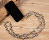 CRYSTAL MOTIF  BEAD NECK PHONE LANYARD GREY BOW