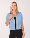 NINETY NS1430 ELBOW SLV SHRUG OCEAN BLUE