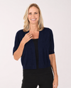 NINETY NS1430 ELBOW SLV SHRUG NAVY