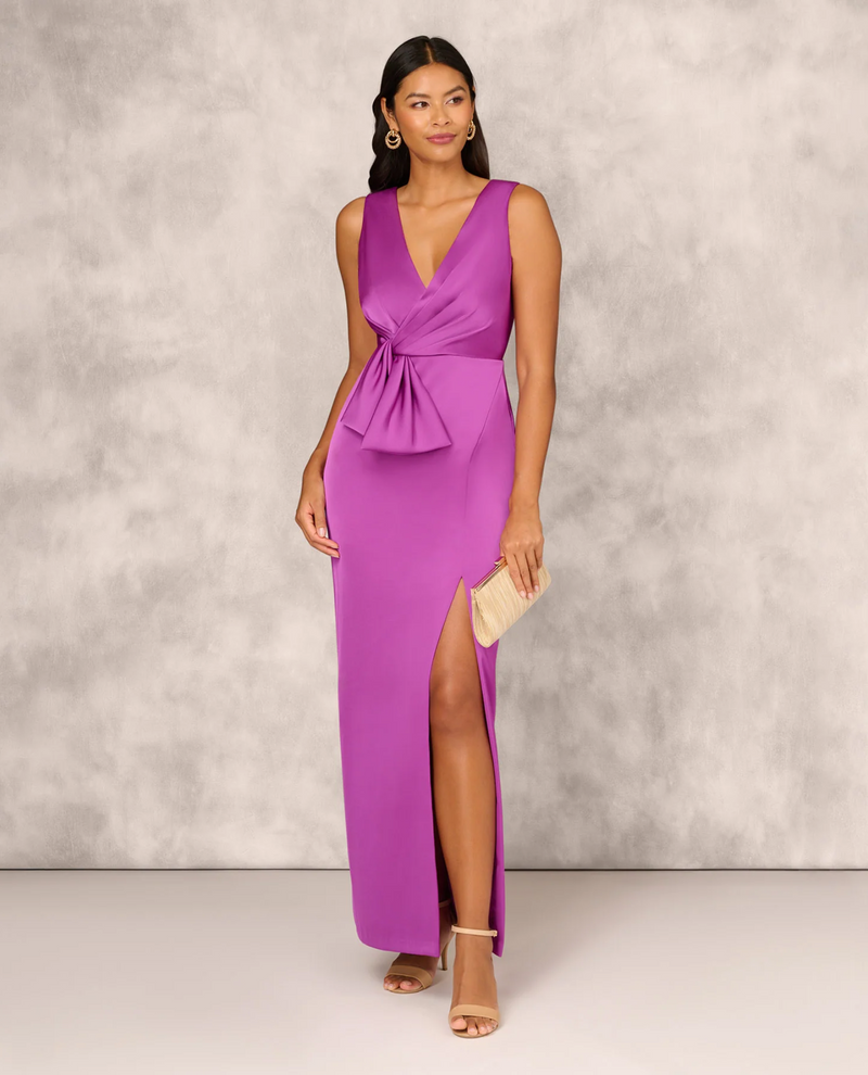 aidan mattox purple dress Aidan by Aidan Mattox Women's Purple Draped Cocktail Dress COUTUREPOINT