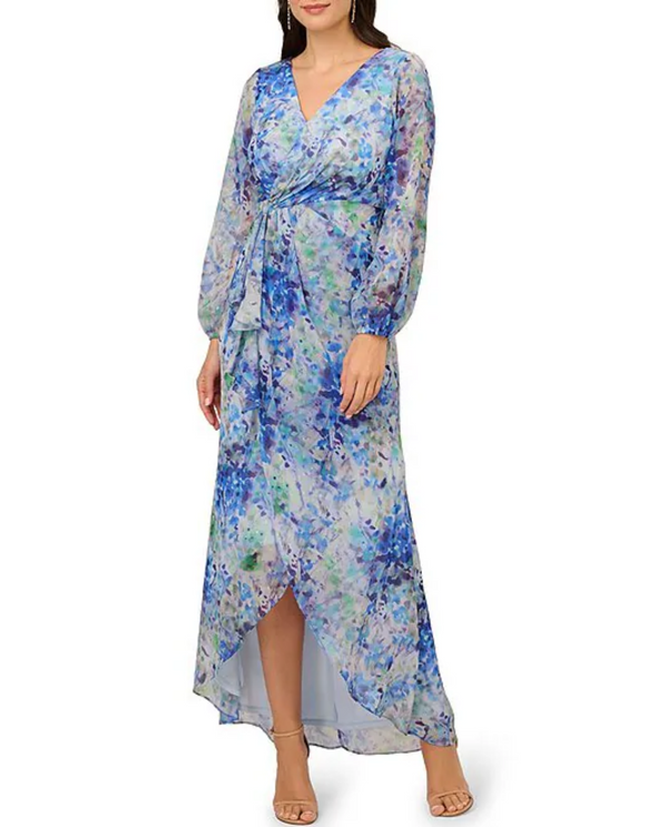 ADRIANNA PAPELL AP1E211320 PETITE LS CHIFFON PRINT