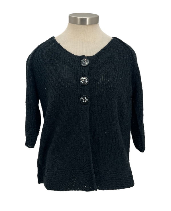 LULU-B KST0248 3 BUTTON CARDIGAN BLACK